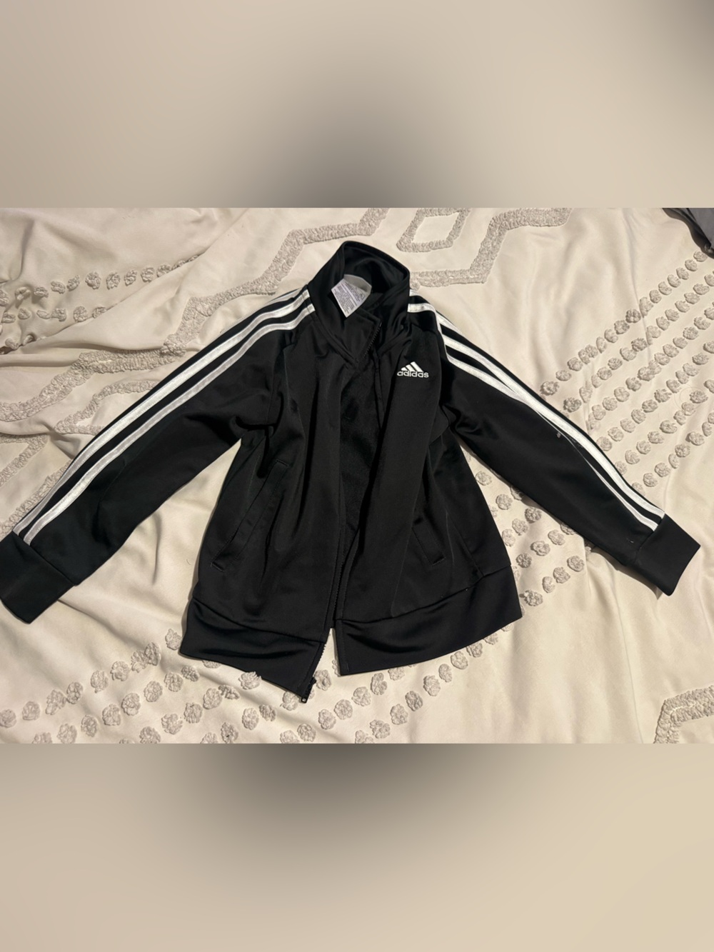 adidas Black Performance Track Jacket with White Stripes